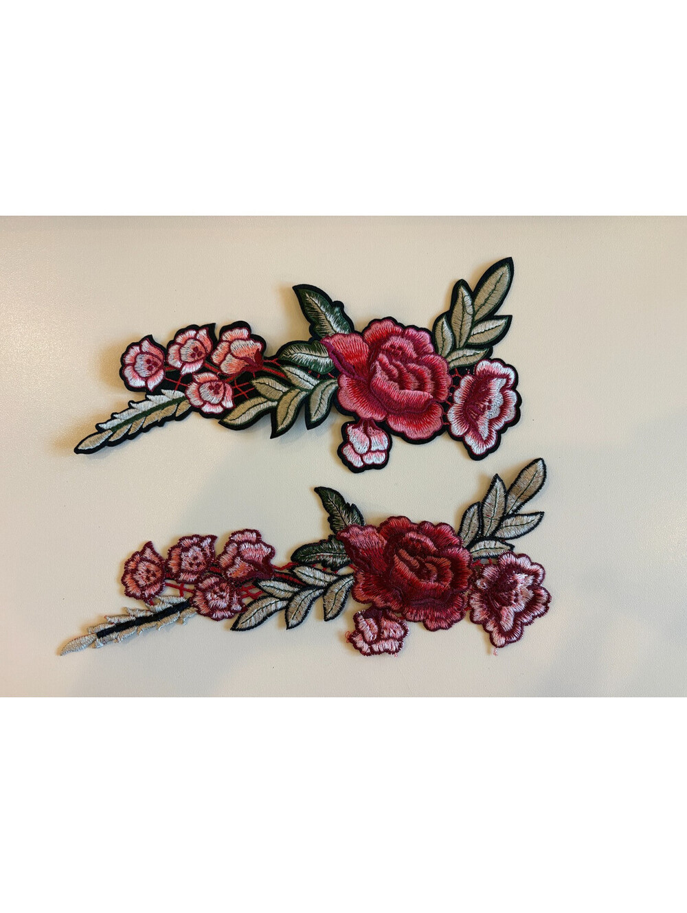 2 Pc Large Floral Rose Embroidered Applique Patch Pair Iron On Sew On Craft 12"